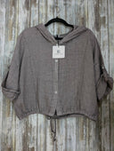 Linen Hooded Button Top