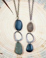 Cairn Stone Necklace: Black / Antique Brass / Green