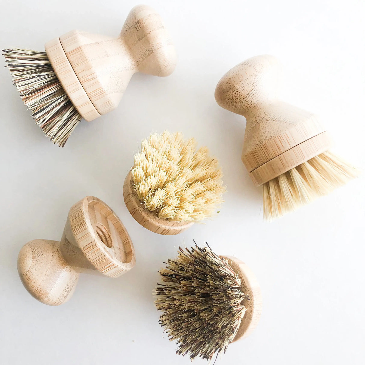 Natural Bamboo Pot & Dish Brush With Replaceable Head: Palm Brush