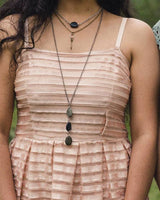 Rapids Stone Necklace: Antique Brass / Green - black - gray