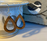 Walnut Wood Earrings - Open Teardrop