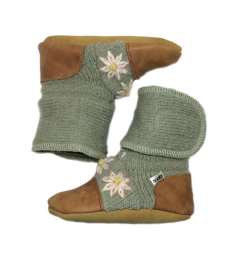Sage Felted Wool Booties