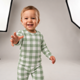 Christmas Checkered Gingham Viscose Bamboo Zipper Romper