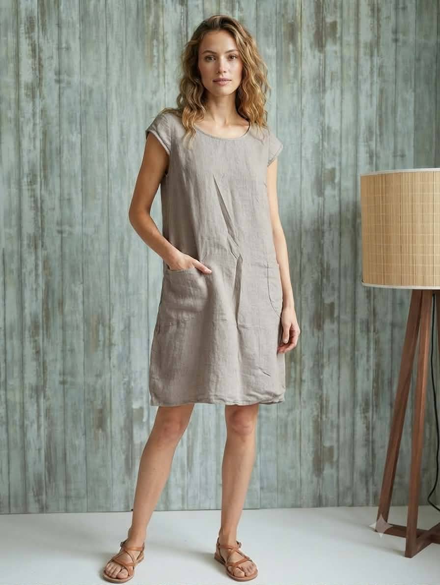 Linen Dress with Stretchy Sides