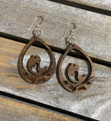 Walnut Wood Earrings - Chickadee Bird