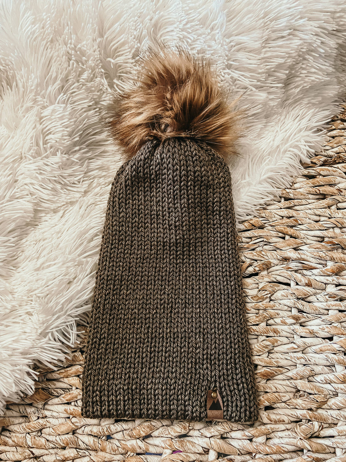 Knit Beanie Toque with Fur Pom Pom