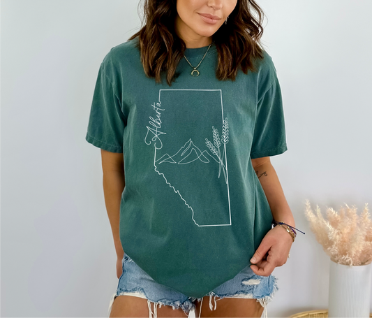Alberta Line Art Shirt  -  Vintage Green