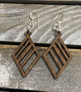Walnut Wood Earrings - Geometric