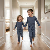 Serenity Blue Kids Bamboo Pajama Set, Soft Two-Piece PJs