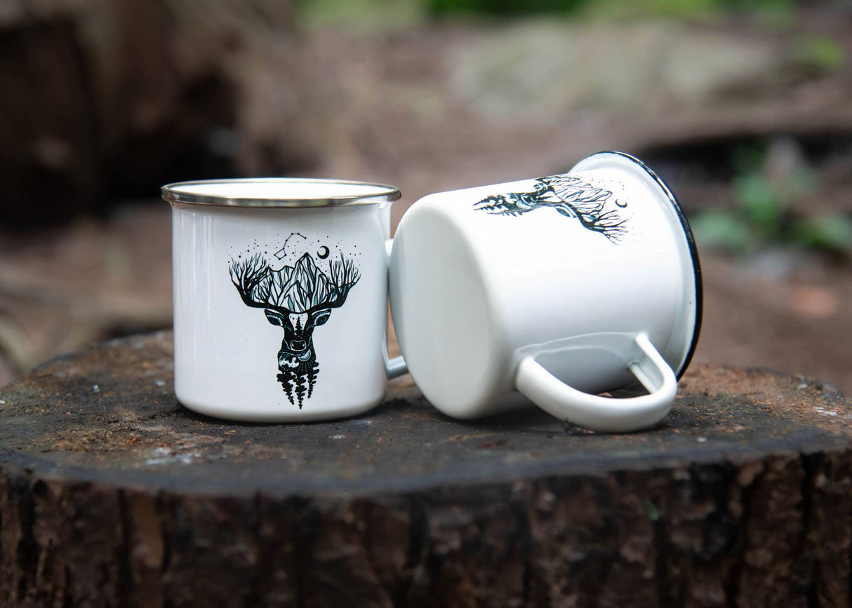 Deer, Camping Mug: Black