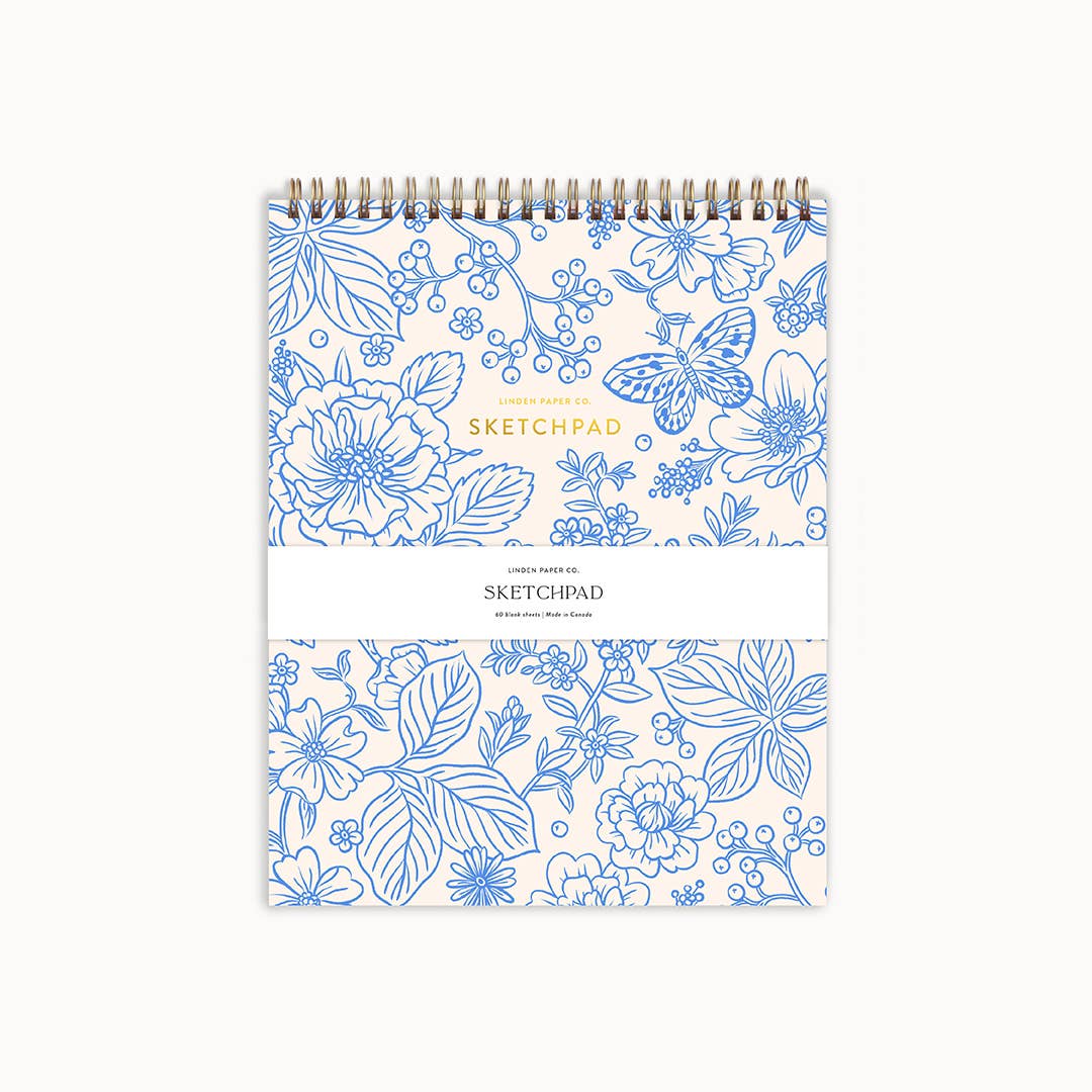 Blue Garden Sketchpad | Spiral Blank Notebook