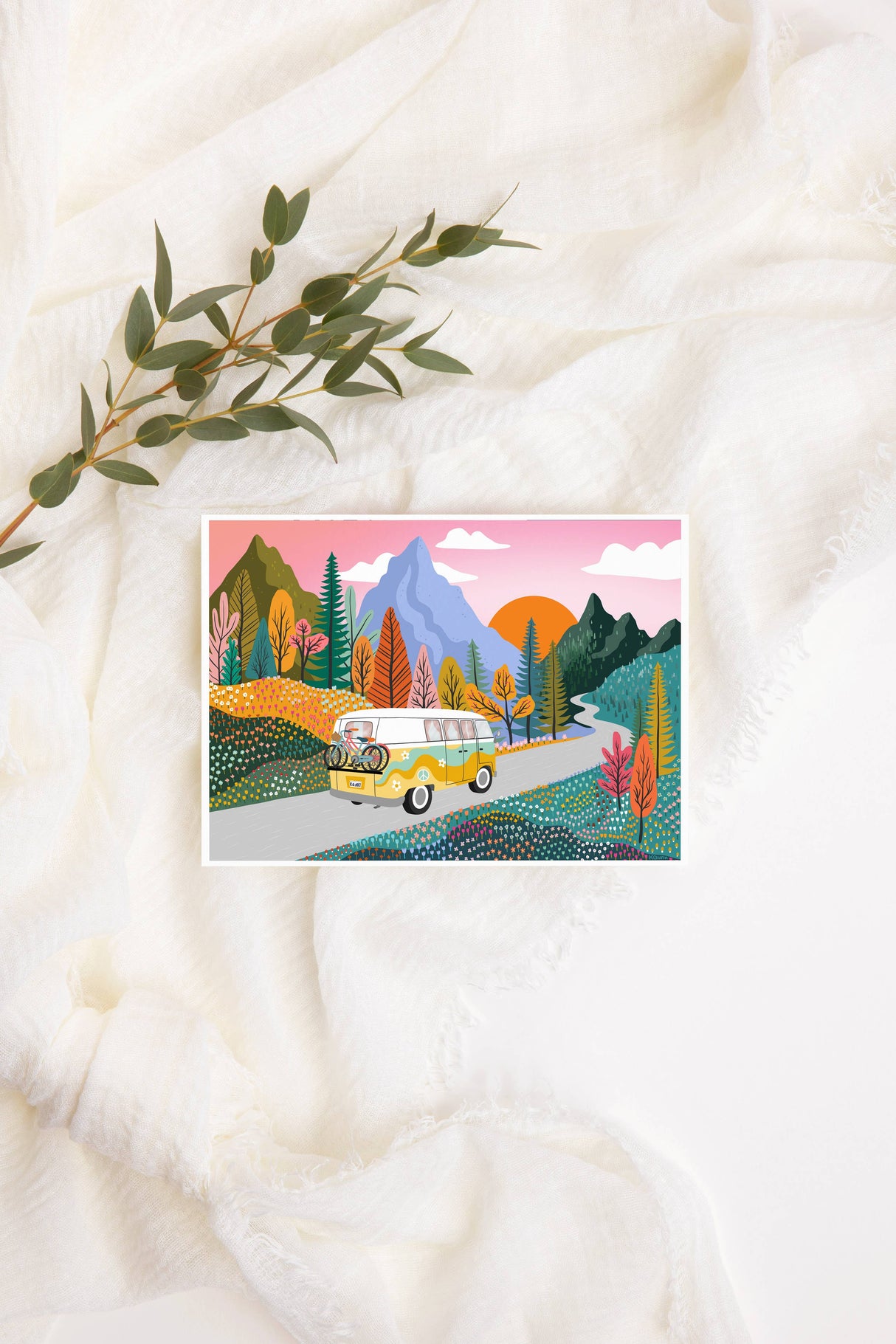 Road Trip Greeting Card  |  Retro Bus Birthday Card