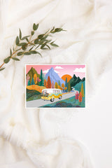 Road Trip Greeting Card  |  Retro Bus Birthday Card