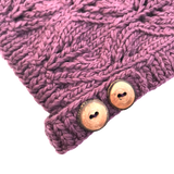 Plum Merino Wool Knit Bonnet