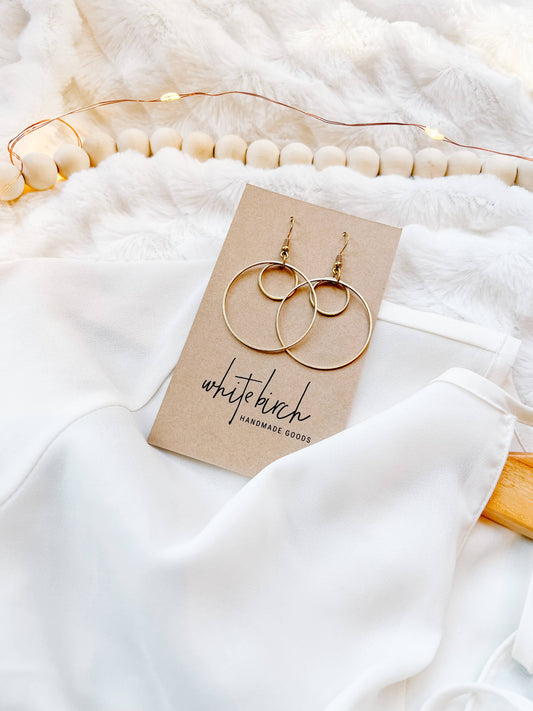 Brass Double Circle Earrings