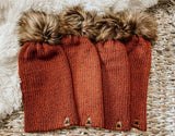 Knit Beanie Toque with Fur Pom Pom