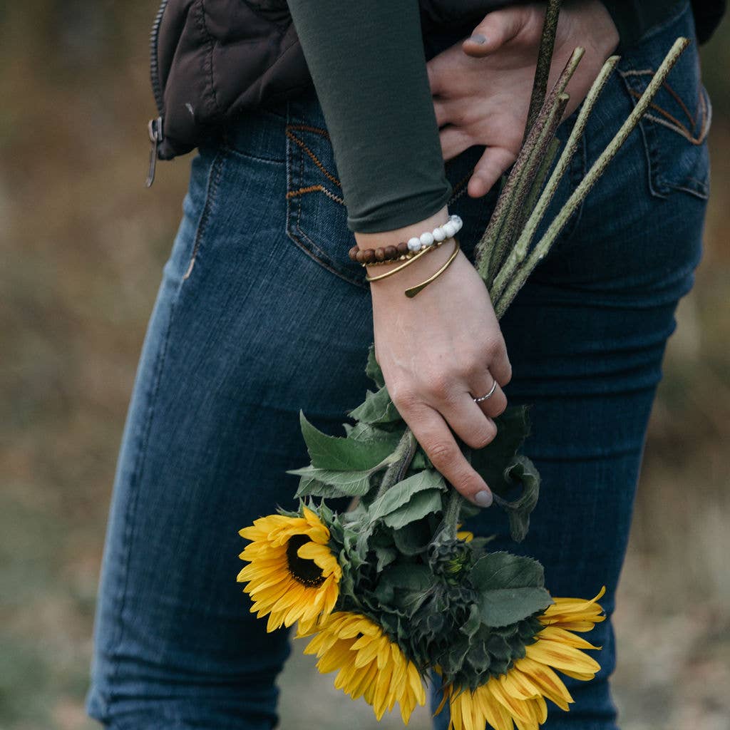 Donnelly Wood & Stone Bead Bracelet: Marble