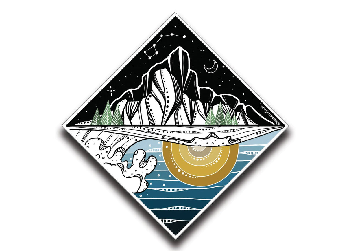 Mountain and Ocean Sticker