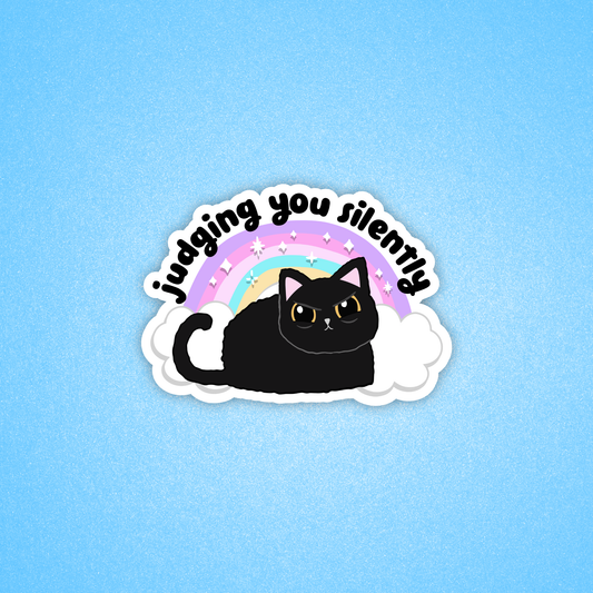 "Judging you Silently" - Funny Cat Sticker