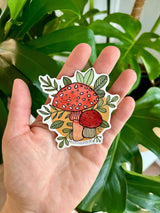 Mushroom Sticker  |  Vinyl Mushroom and Fern Sticker