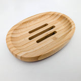 Oval Natural Bamboo Soap Dish with Drainage Slots