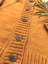 Golden Spruce Merino Wool Knit Cardigan