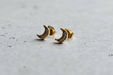 Gold Crystal Moon Stud Earrings