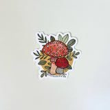 Mushroom Sticker  |  Vinyl Mushroom and Fern Sticker