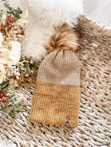 Knit Beanie Toque with Fur Pom Pom