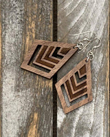 Walnut Wood Earrings - Chevron