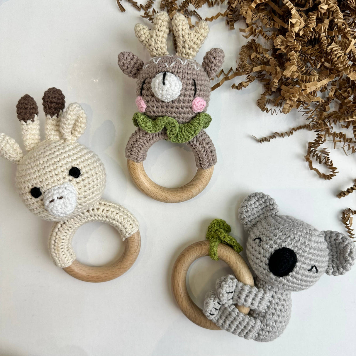 Handmade 100% Cotton Crochet Animal Rattle : Ellie the Elephant