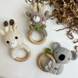 Handmade 100% Cotton Crochet Animal Rattle : Ellie the Elephant