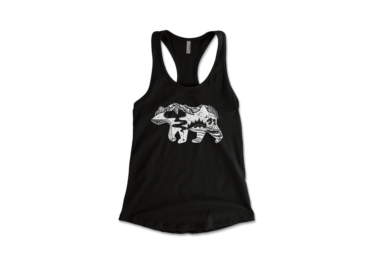 Women's Tank Top, Roaming Bear: Black