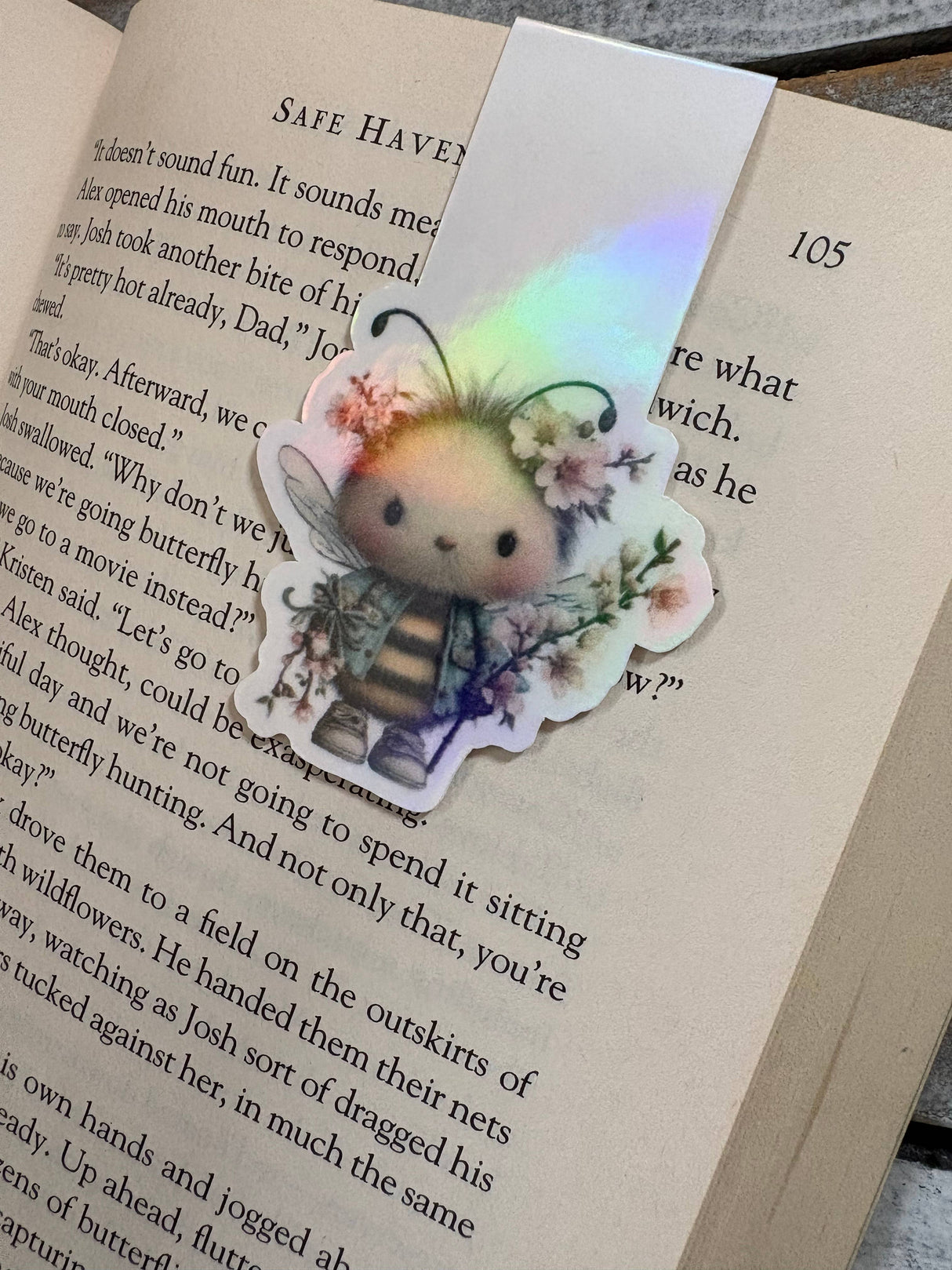 Whimsical bug holographic magnetic bookmark