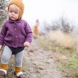 Plum Merino Wool Knit Cardigan