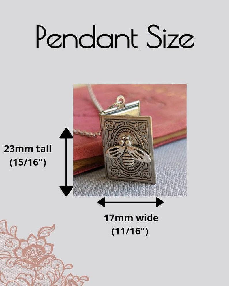 Silver Bee Book Locket Necklace