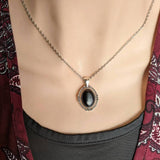 Snowflake Obsidian Necklace | Silver Pendant, Handmade Jewelry