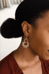 Brass Sunflower Earrings: Raw Brass Hooks