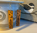 Cherry Wood Earrings Moon & Stars in the Trees