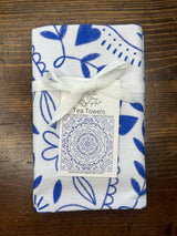 Mandala Flour Sack Towel  |  Blue and White Tea Towel