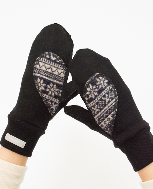 Ariel Mitts With Upcycled Wool: Black