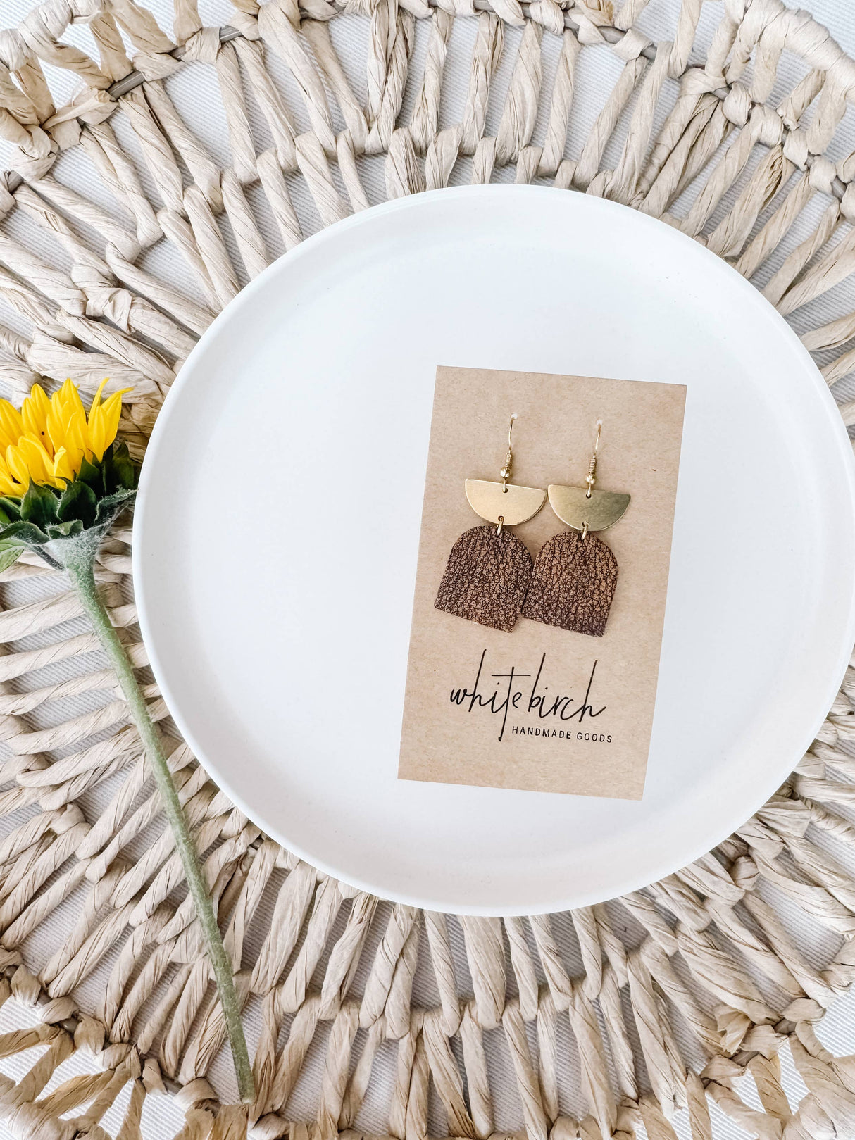 Distressed Leather & Brass Earrings: Raw Brass Hooks