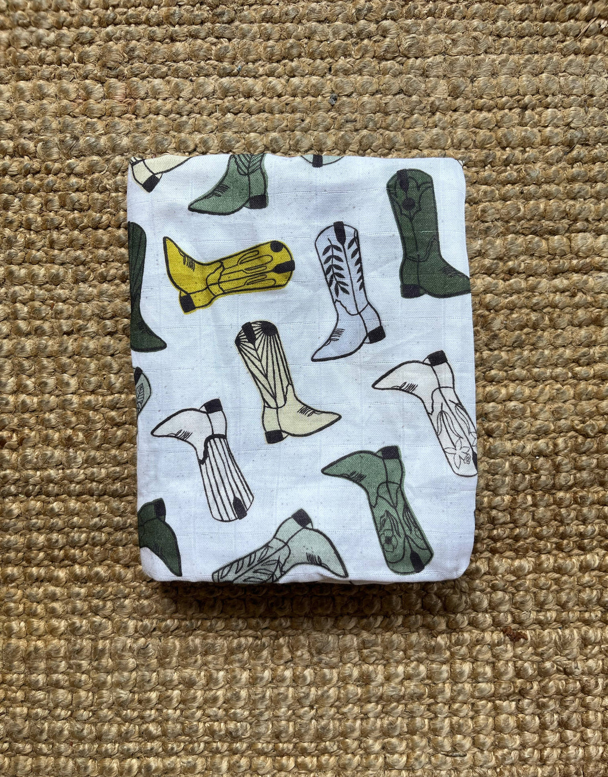 Cowboy Boot Baby Blanket  |  Western Muslin Swaddle Blanket