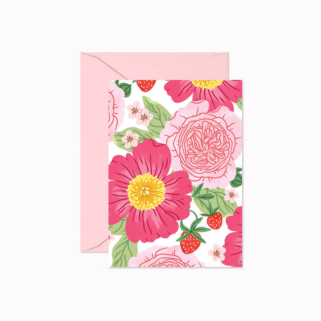 Strawberries and Peonies | Mini Card