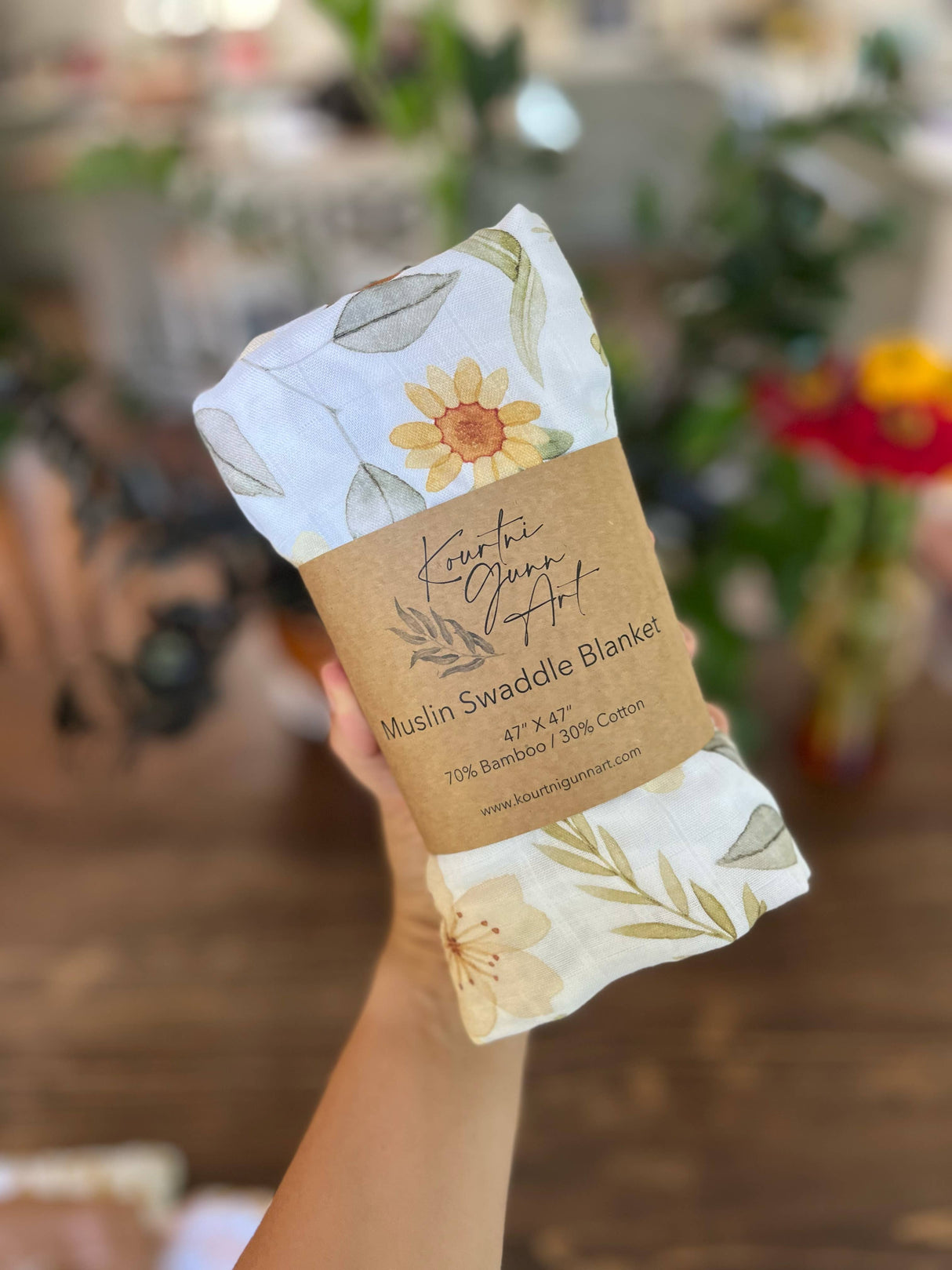 Fall Floral Baby Blanket  |  Fern Muslin Swaddle Blanket