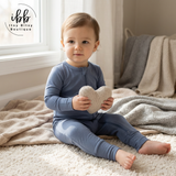 Serenity Blue Bamboo Baby Romper – Soft Stretch Sleepwear
