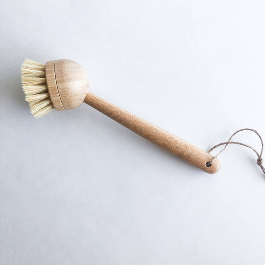Natural Bamboo Sisal Dish Brush With Replaceable Head: Sisal - Replaceable