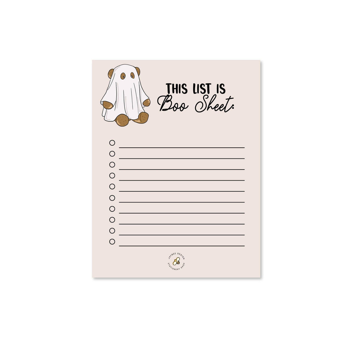 This List Is Boo Sheet Notepad