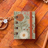 Green Floral |Mini Book Keychain