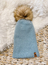 Knit Beanie Toque with Fur Pom Pom